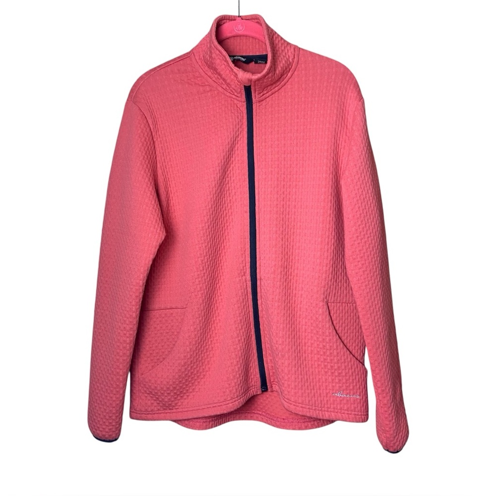 Abacus Sportswear Women Large Golf Zip Up Midlayer Jacket Coral Or angle Logo